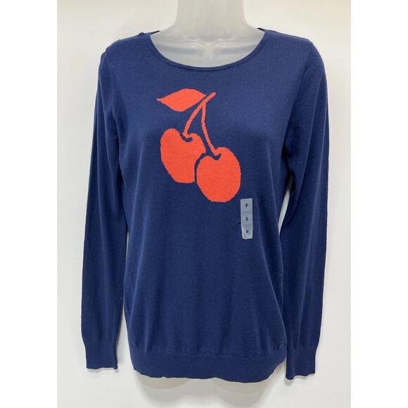 Old Navy Sweater Cherry Print Boho Unique Long Sleeve Causal Women’s Size S NWT - Picture 1 of 6